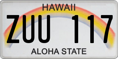 HI license plate ZUU117
