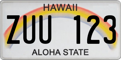 HI license plate ZUU123