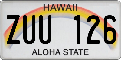 HI license plate ZUU126