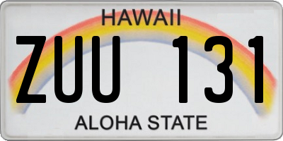HI license plate ZUU131