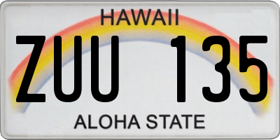 HI license plate ZUU135