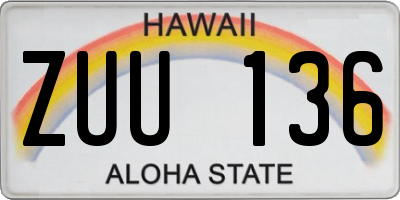 HI license plate ZUU136