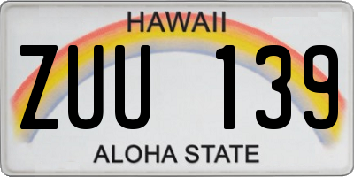 HI license plate ZUU139