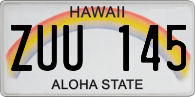 HI license plate ZUU145