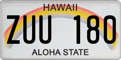 HI license plate ZUU180