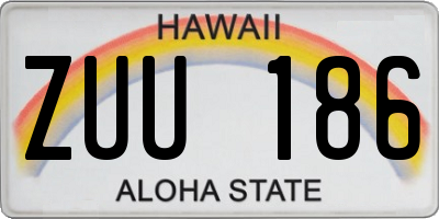 HI license plate ZUU186