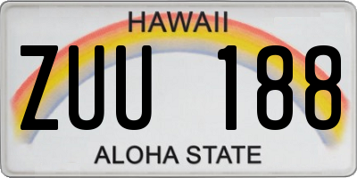 HI license plate ZUU188
