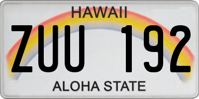 HI license plate ZUU192