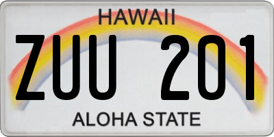 HI license plate ZUU201