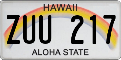 HI license plate ZUU217