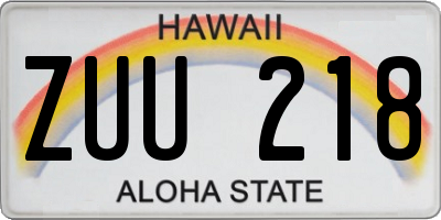 HI license plate ZUU218