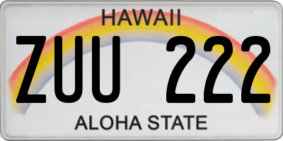 HI license plate ZUU222