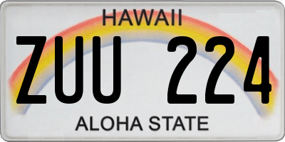 HI license plate ZUU224