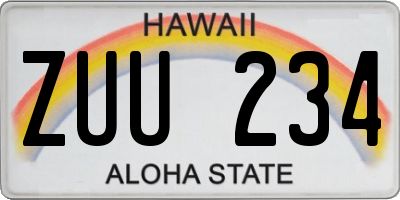 HI license plate ZUU234