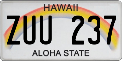 HI license plate ZUU237