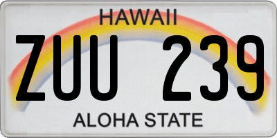 HI license plate ZUU239