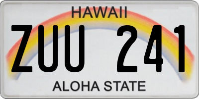 HI license plate ZUU241