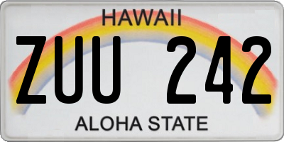 HI license plate ZUU242
