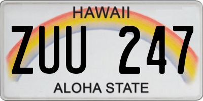 HI license plate ZUU247