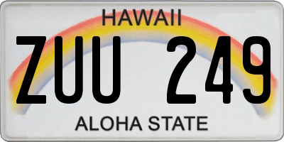 HI license plate ZUU249
