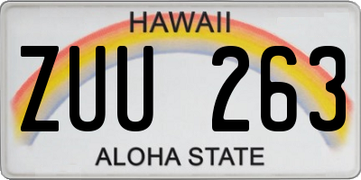 HI license plate ZUU263