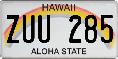HI license plate ZUU285