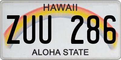 HI license plate ZUU286
