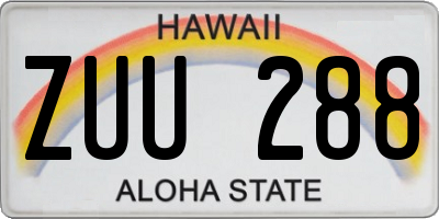 HI license plate ZUU288