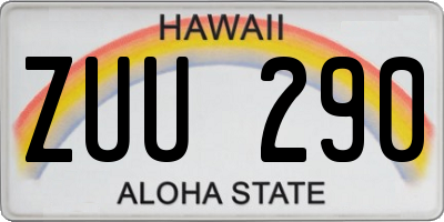 HI license plate ZUU290