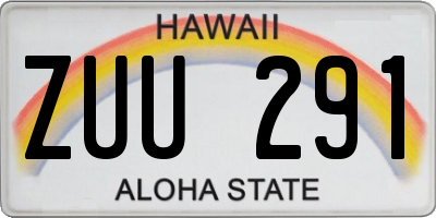 HI license plate ZUU291