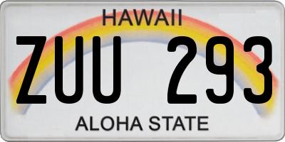 HI license plate ZUU293