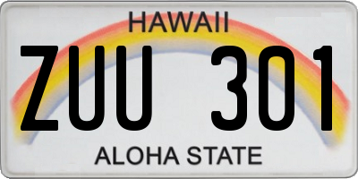 HI license plate ZUU301