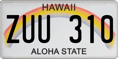 HI license plate ZUU310