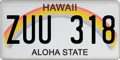 HI license plate ZUU318