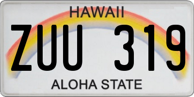 HI license plate ZUU319