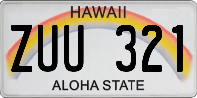 HI license plate ZUU321