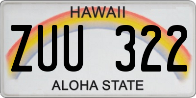 HI license plate ZUU322
