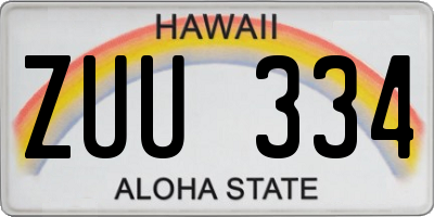 HI license plate ZUU334