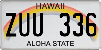 HI license plate ZUU336