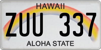 HI license plate ZUU337