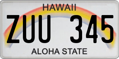 HI license plate ZUU345