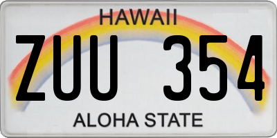 HI license plate ZUU354