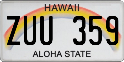 HI license plate ZUU359