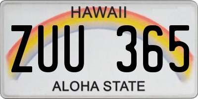 HI license plate ZUU365