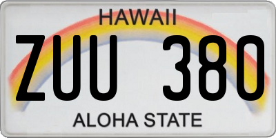 HI license plate ZUU380