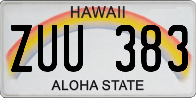 HI license plate ZUU383