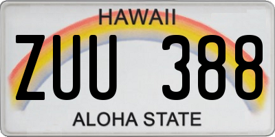 HI license plate ZUU388