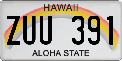 HI license plate ZUU391