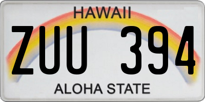 HI license plate ZUU394