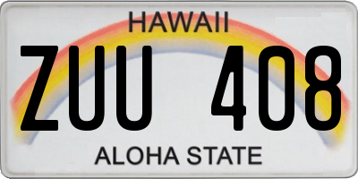HI license plate ZUU408